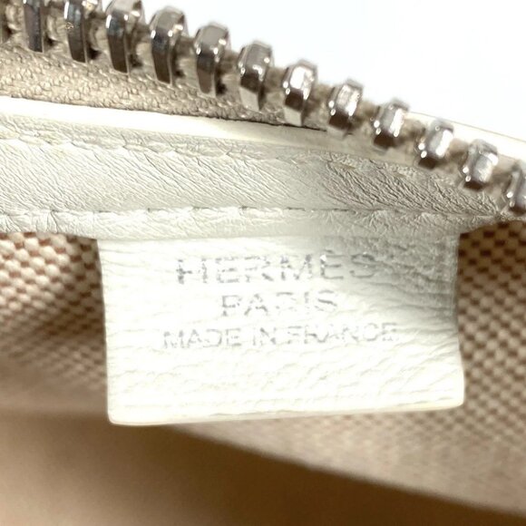 HERMES Porochon Mademoiselle Hand Bag Toile H / Leather Beige/White - Picture 9 of 12